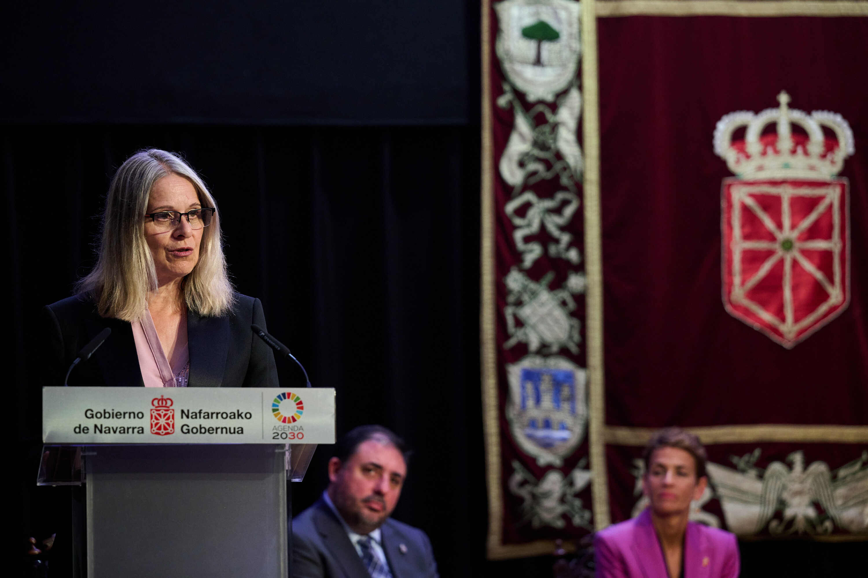 Raquel Marti, UNRWA agentziako zuzendaria, Tuteran, gaur. MIGUEL OSES / NAFARROAKO GOBERNUA