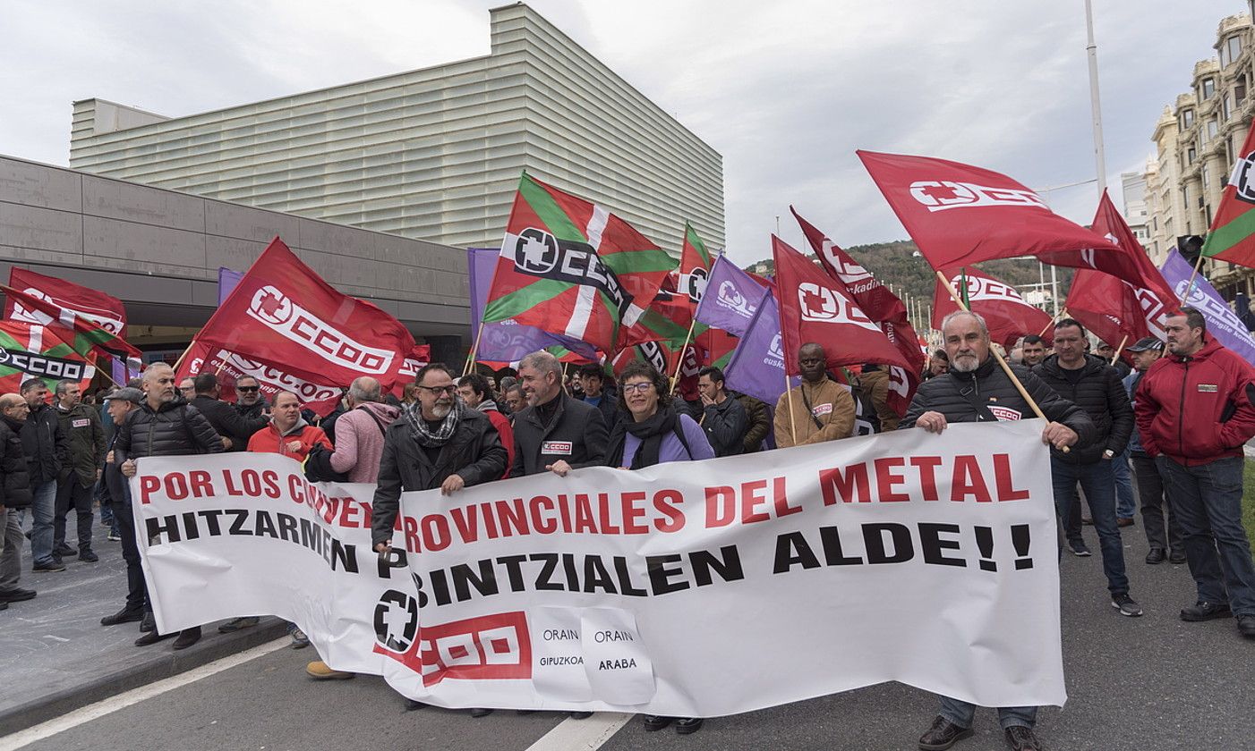 CCOOk metalgintzako akordioen alde Donostian antolaturiko manifestazio bat. ANDONI CANELLADA. / FOKU.