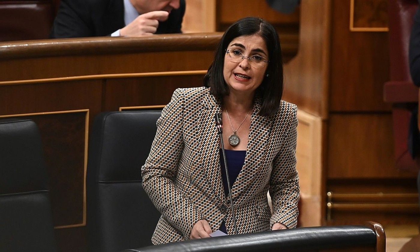Carolina Darias ministroa, Espainiako Kongresuko kontrol saioan, atzo goizean. FERNANDO VILLAR / EFE.