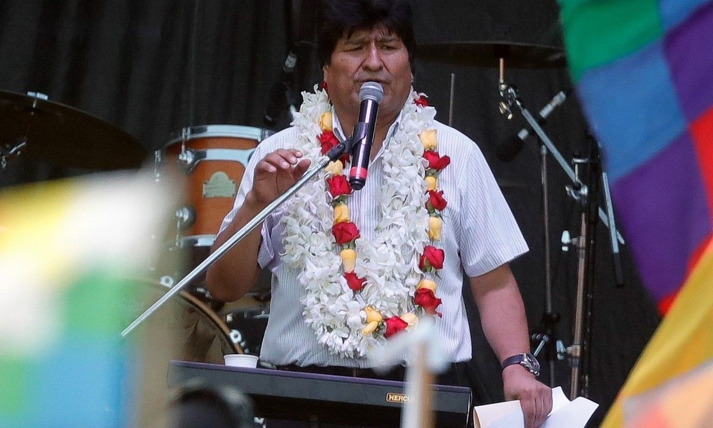 Evo Morales, mitin batean. EFE.