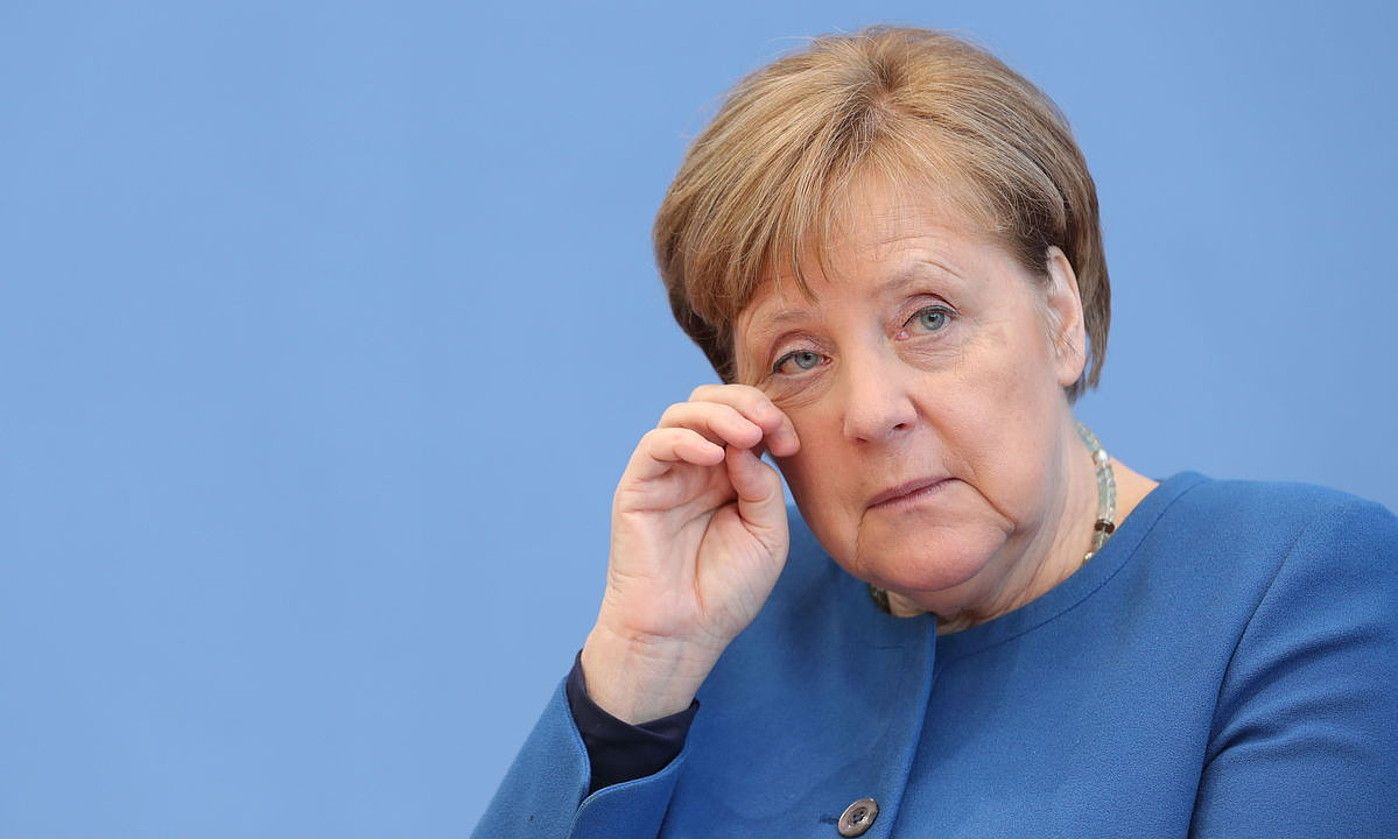 Angela Merkel Alemaniako gobernuburua, atzo, Berlinen. HAYOUNG JEON / EFE.