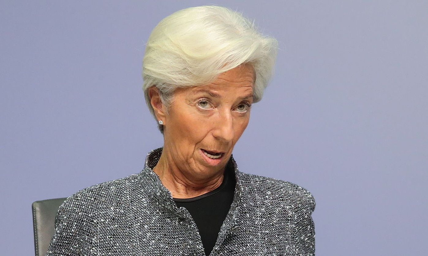 Christine Lagarde Europako Banku Zentraleko presidentea, atzo, Frankfurten. ARMANDO BABANI / EFE.