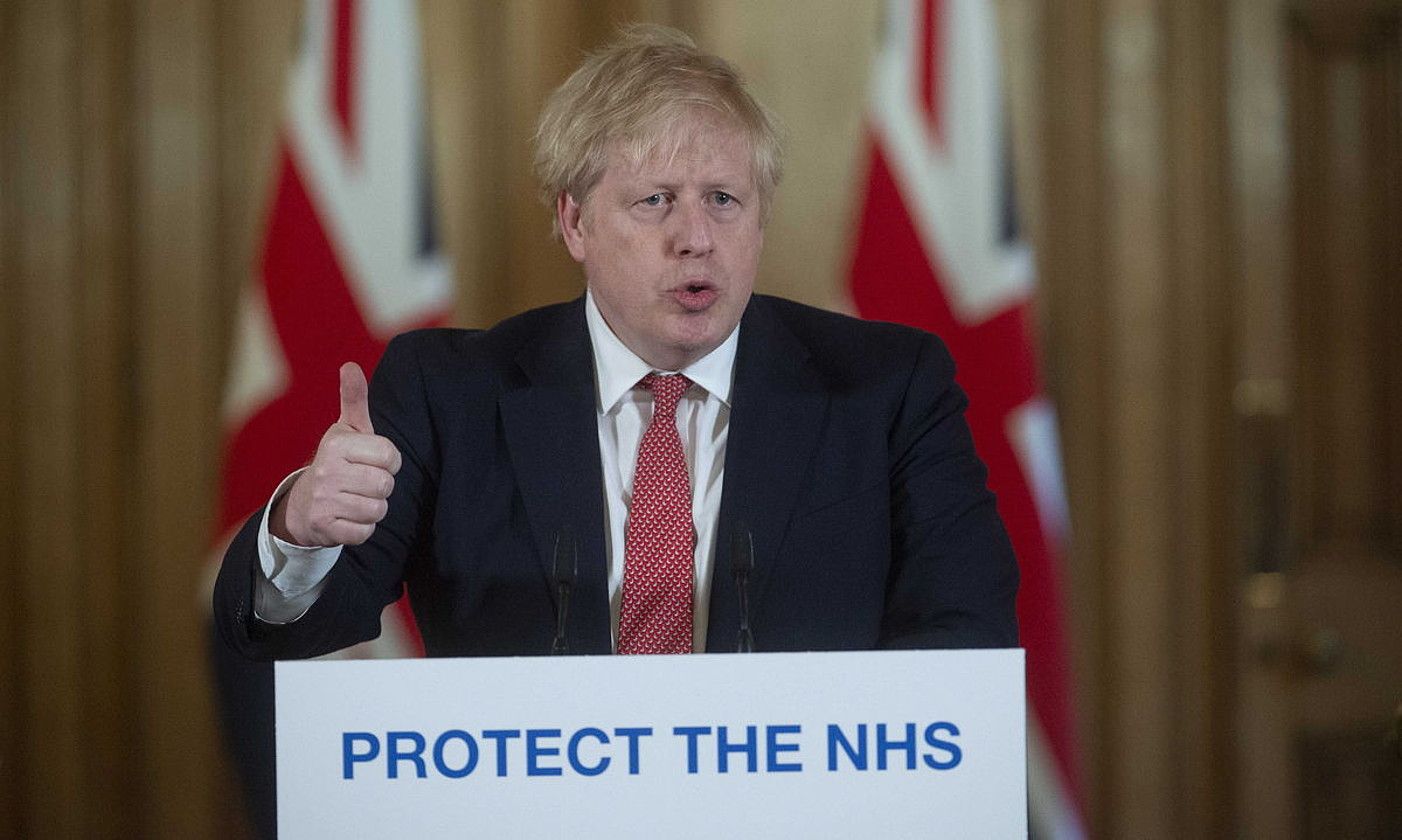 Boris Johnson, agerraldi batean, joan den martxoaren 20an. JULIAN SIMMONDS / EFE. Boris Johnson, agerraldi batean, joan den martxoaren 20an. JULIAN SIMMONDS / EFE.