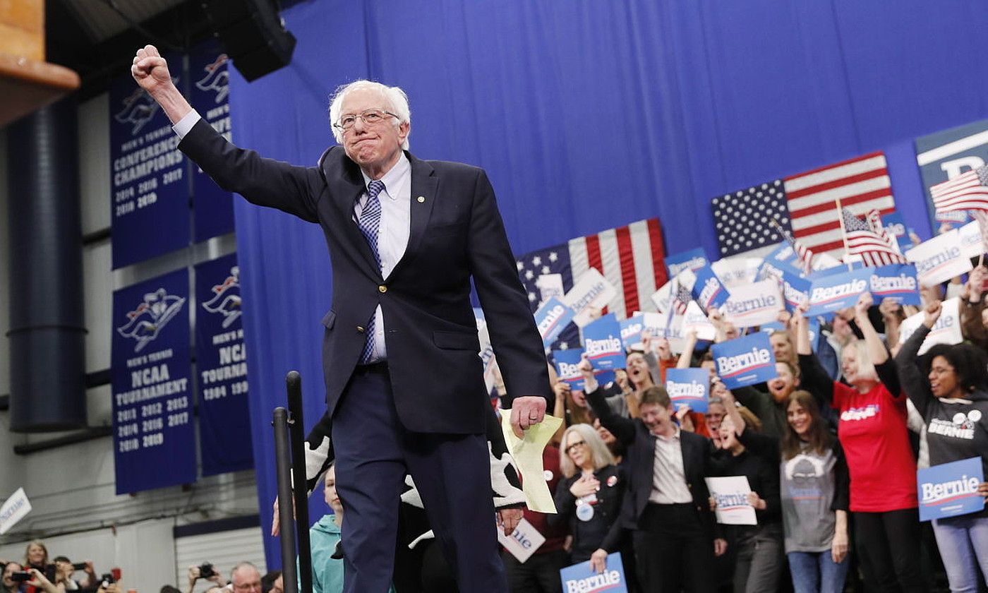 Bernie Sanders, New Hampshiren, kanpainako ekitaldi batean. JUSTIN LANE / EFE.