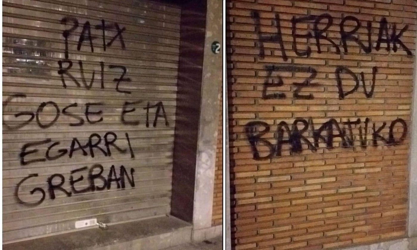 Pintaketak EAJren Portugaleteko Repelega batzokian, atzo. BERRIA. Pintaketak EAJren Portugaleteko Repelega batzokian, atzo. BERRIA.