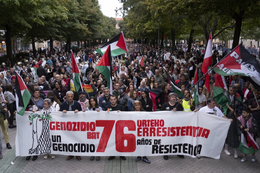 Iruñeko manifestazioaren burua. IÑIGO URIZ / FOKU Iruñeko manifestazioaren burua. IÑIGO URIZ / FOKU