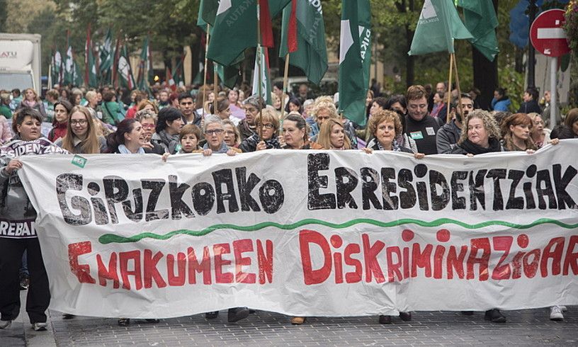 Gipuzkoako zahar etxeetako gatazkaren harira ELAk deitutako protestetako bat. ANDONI CANELLADA / FOKU