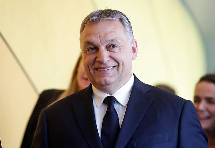 Viktor Orban Hungariko lehen ministroa, gaur, Bruselan, Europako Alderdi Popularraren asanblada politikoan. STEPHANIE LECOCQ, EFE