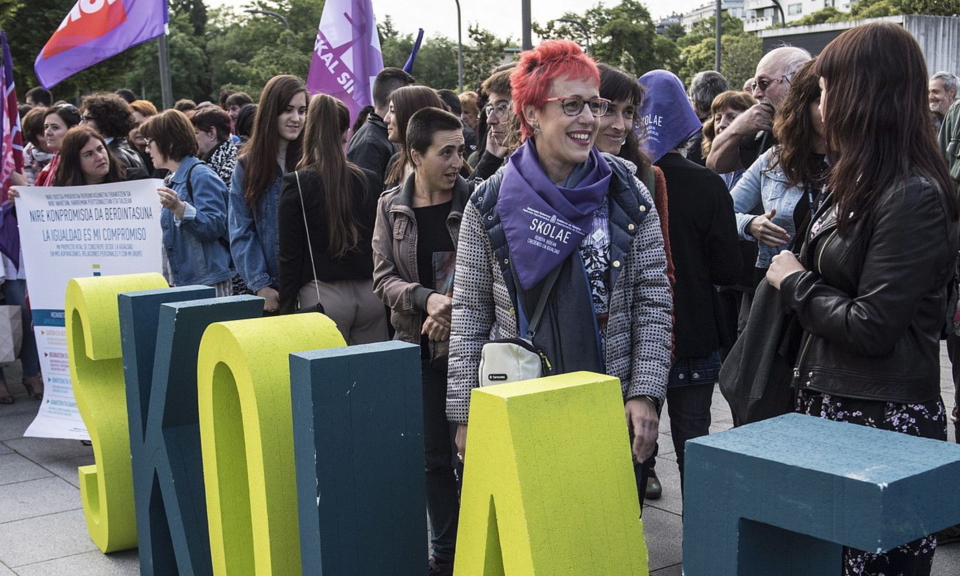 Sindikatuek Skolae programari babesa emateko egindako protesta bat, iazko ekainean. JAGOBA MANTEROLA / FOKU.