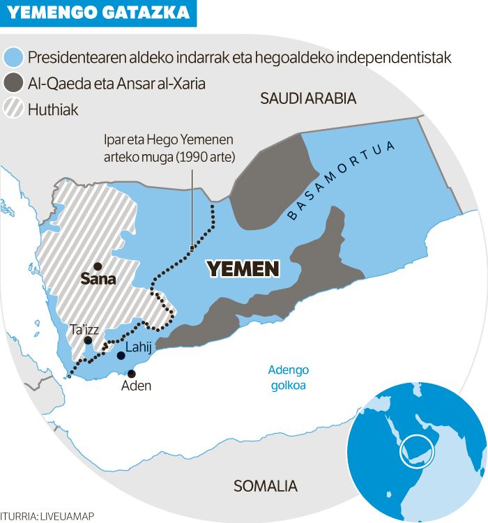 Hegoaldeko independentistek uko egin diote autogobernuari Yemenen.