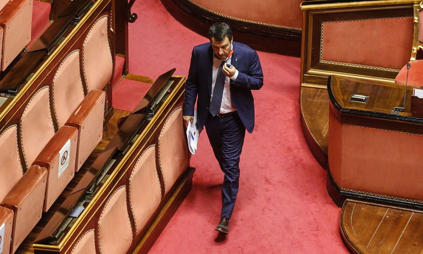 Matteo Salvini Legako burua Italiako Senatuan, atzo. FABIO FRUSTACI / EFE.