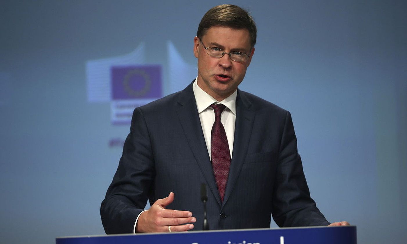 Valdis Dombrovskis Europako Batzordeko lehendakariordea. FRANCISCO SECO / EFE.