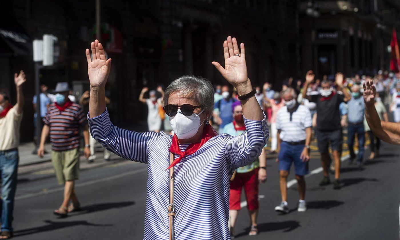 Pentsiodun batzuk, aurreko astean Bilbon eginiko protestan. L. JAUREGIALTZO / FOKU. Pentsiodun batzuk, aurreko astean Bilbon eginiko protestan. L. JAUREGIALTZO / FOKU.