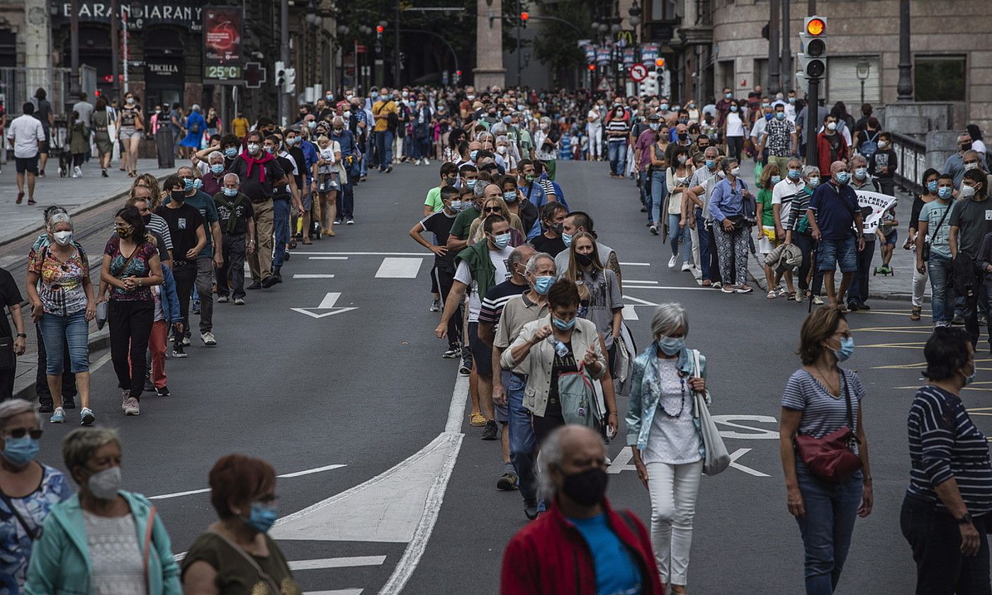 Igandean Igor Gonzalez Sola gogoratzeko egindako manifestazioa, Bilbon. ARITZ LOIOLA / FOKU.