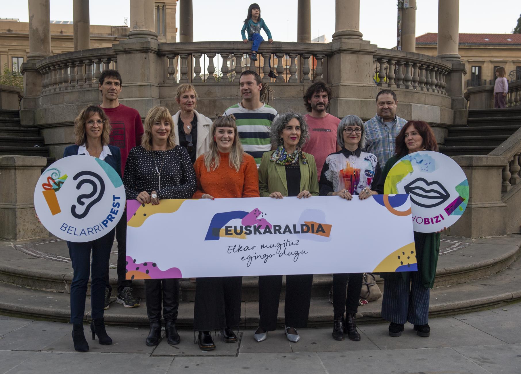 Euskaraldia 2025eko udaberrian egingo dela jakinarazteko ekitaldia. IDOIA ZABALETA / FOKU