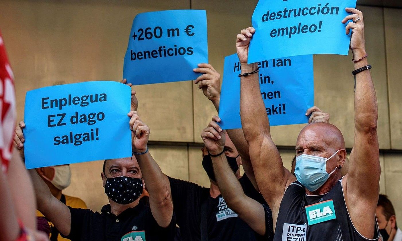 Zamudioko ITP Aeroko langileen manifestazioa, aurreko larunbatean. JAVIER ZORRILLA / EFE.