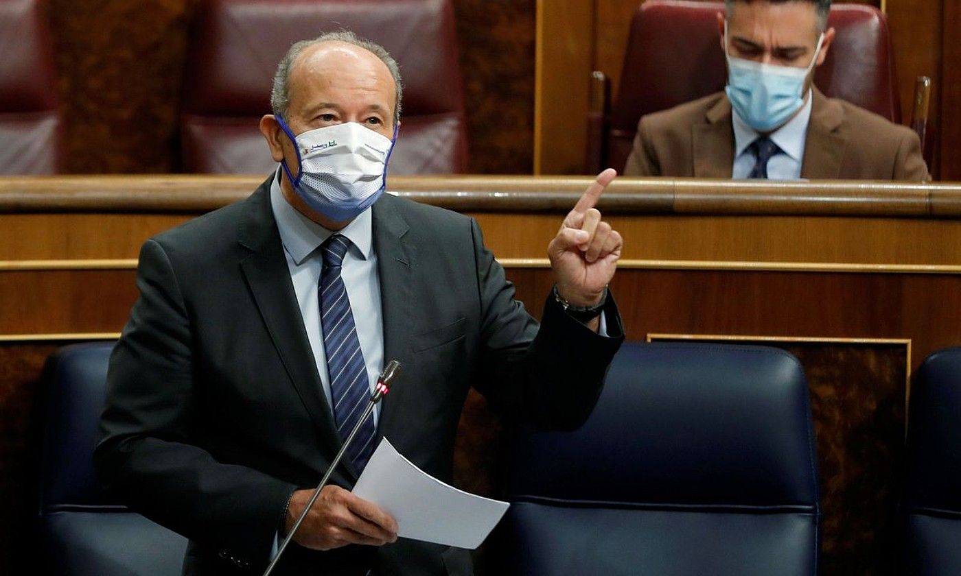 Juan Carlos Campo Espainiako Justizia ministroa, atzo, gobernuaren Kongresuko kontrol saioan. EMILIO NARANJO / EFE.