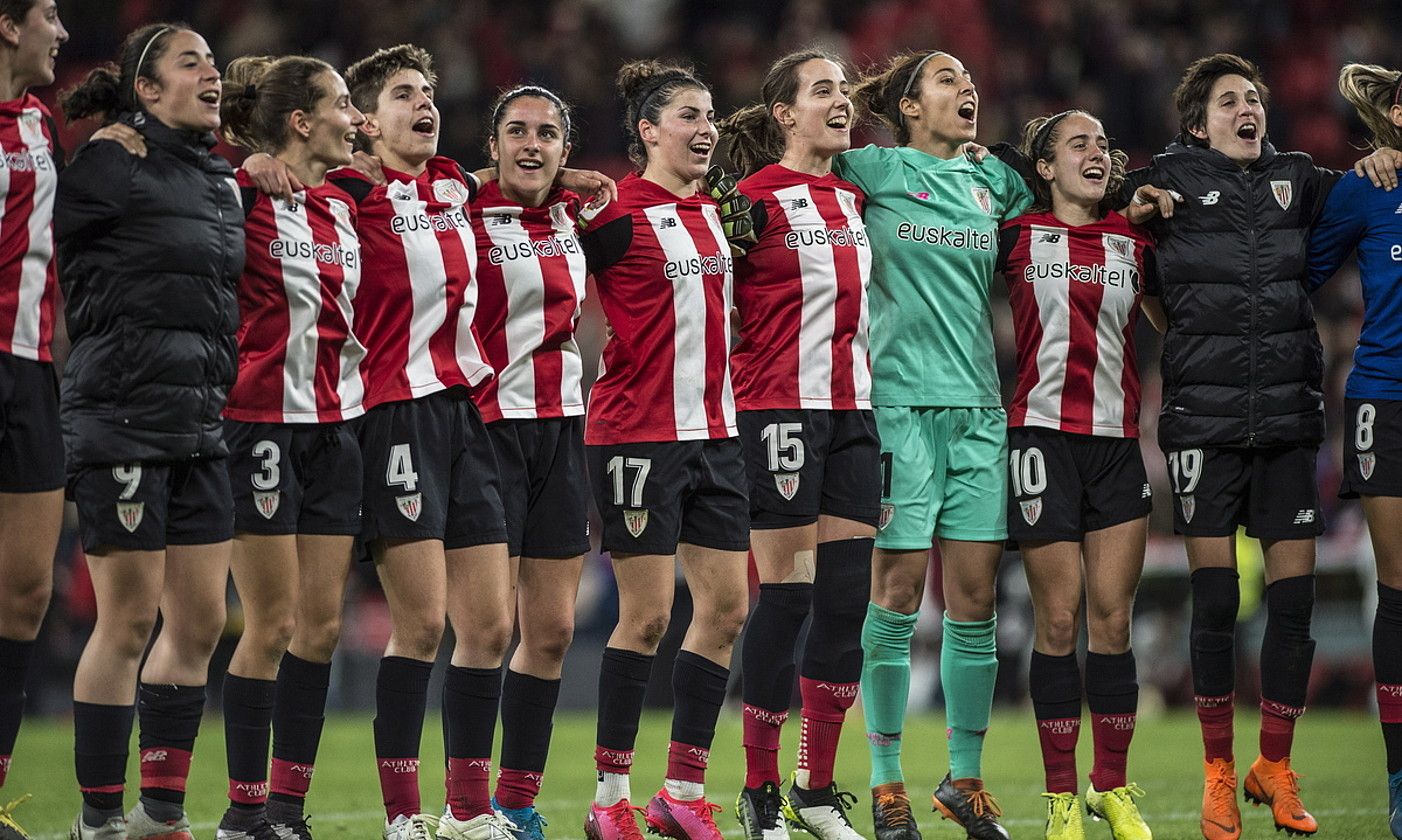 Athleticeko jokalariak finalerdietarako sailkatu zirela ospatzen Taconen aurkako partidan, aurreko sasoian. MARISOL RAMIREZ / FOKU. Athleticeko jokalariak finalerdietarako sailkatu zirela ospatzen Taconen aurkako partidan, aurreko sasoian. MARISOL RAMIREZ / FOKU.