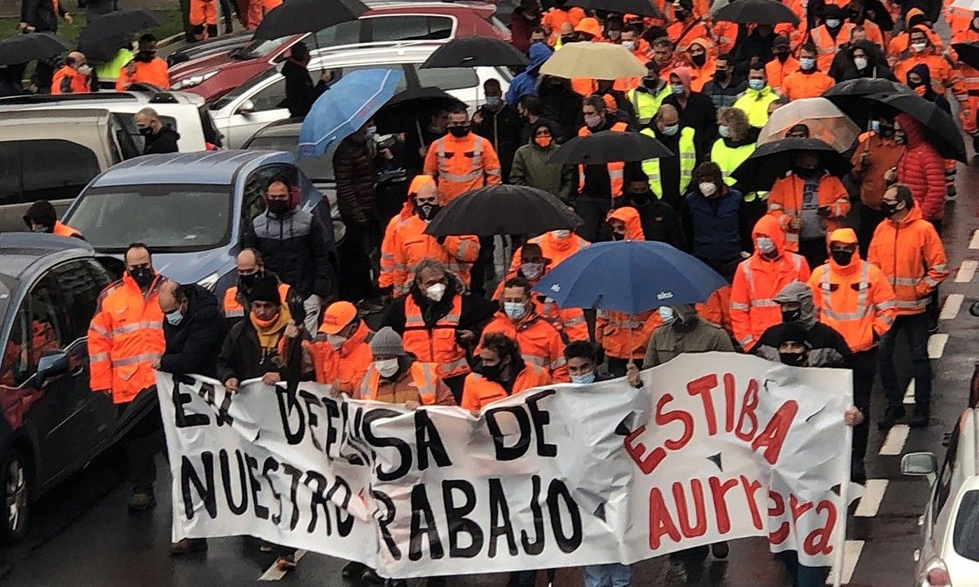 Zamaketariek iragan astean antolaturiko manifestazioa, Santurtziko kaleetan barrena. GOYODOCKER.