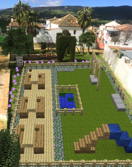Ars Games elkartearen 'Craftea' egitasmoko irudietako bat. 'Minecraft' bideo jokoa erabilita, espazio errealetan elementu birtualak gainjartzen dituzte. ARS GAMES Ars Games elkartearen 'Craftea' egitasmoko irudietako bat. 'Minecraft' bideo jokoa erabilita, espazio errealetan elementu birtualak gainjartzen dituzte. ARS GAMES