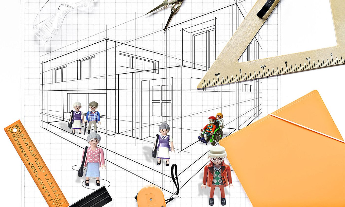 Villatuertako zaharrentzako etxebizitza kolaboratiboaren proiektuak eskaini nahi dituen apartamentuen planoa. BERRIA. Villatuertako zaharrentzako etxebizitza kolaboratiboaren proiektuak eskaini nahi dituen apartamentuen planoa. BERRIA.