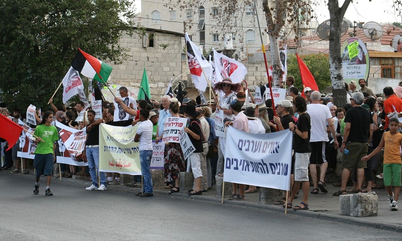 Manifestazio bat Jerusalem Ekialdeko Seikh Jarrah auzoan, palestinarren etxegabetzeen aurka. BERRIA.