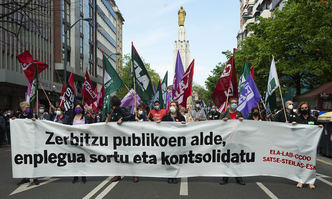 Bilboko manifestazioan parte hartu zuten bi langile. MONIKA DEL VALLE / FOKU.