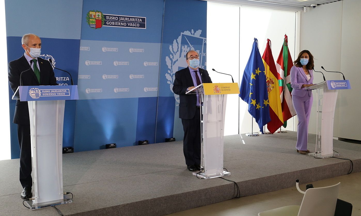 Josu Erkoreka, Miquel Iceta eta Olatz Garamendi, atzo, Bilbon. IREKIA. Josu Erkoreka, Miquel Iceta eta Olatz Garamendi, atzo, Bilbon. IREKIA.
