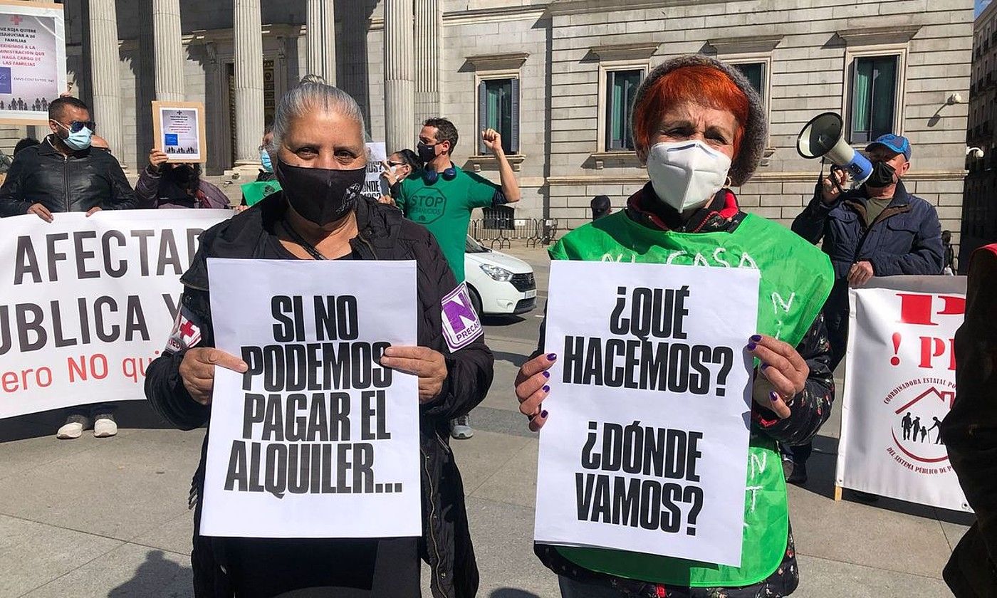 Etxegabetzeen aurkako protesta bat, joan den martxoan, Madrilen. LUCIA FRANCO.