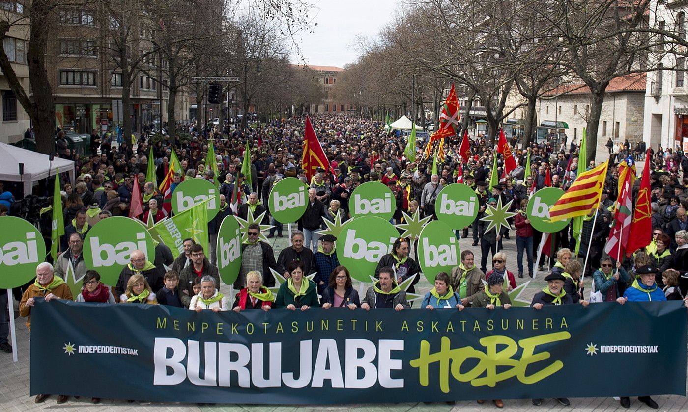 Independentziaren aldeko mobilizazio bat, artxiboko irudi batean. IÑIGO URIZ / FOKU.