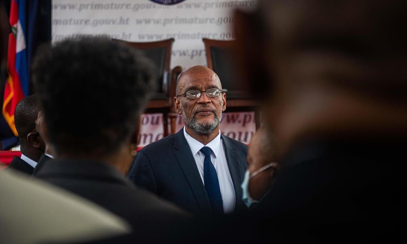 Ariel Henry Haitiko lehen ministroa. ORLANDO BARRIA / EFE. Ariel Henry Haitiko lehen ministroa. ORLANDO BARRIA / EFE.