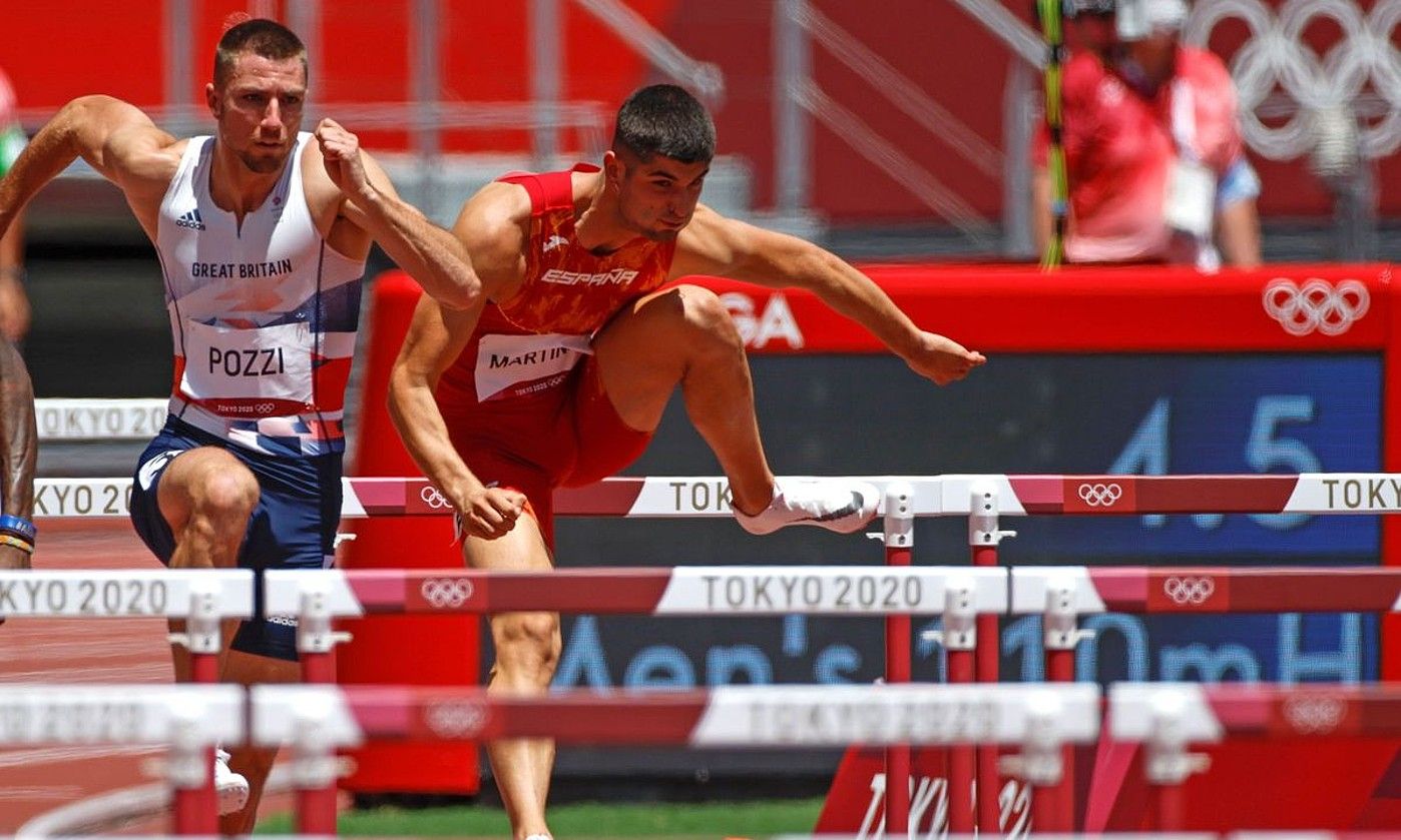 Asier Martinez, ahalegin betean, atzo, finalean. ALBERTO ESTEVEZ / EFE.