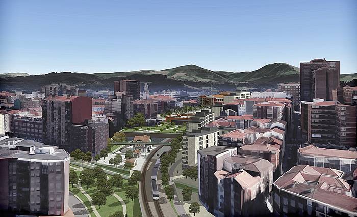 Basauriko erdigunearen fotomuntaketa bat. Harako proiektu bati buruz egin zuten galdeketa. BASAURIKO UDALA.