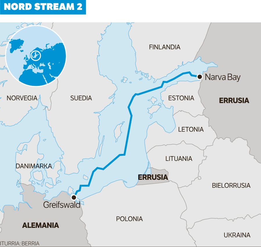 Nord Stream 2 negurako hasiko da gasa bidaltzen Alemaniara.