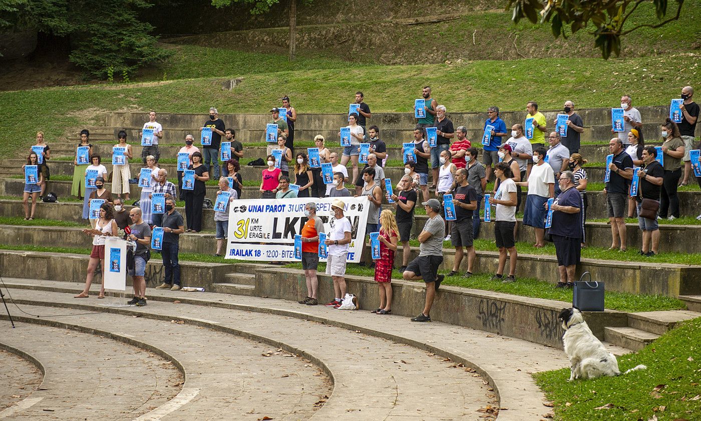 Larunbateko protesta iragartzeko agerraldia, uztailean. JAIZKI FONTANEDA / FOKU. Larunbateko protesta iragartzeko agerraldia, uztailean. JAIZKI FONTANEDA / FOKU.