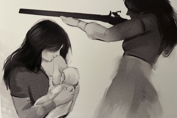 Marguerite La Rocqueren bizipenak islatzen dituen ilustrazioa, 'Robinson' erakusketarako propio egindakoa. EVA GUTIERREZ Marguerite La Rocqueren bizipenak islatzen dituen ilustrazioa, 'Robinson' erakusketarako propio egindakoa. EVA GUTIERREZ