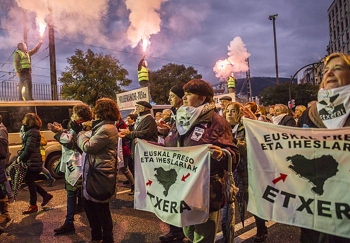 Euskal presoen eskubideen alde Bilbon urtarrilean eginiko manifestazioaren une bat. MARISOL RAMIREZ / FOKU