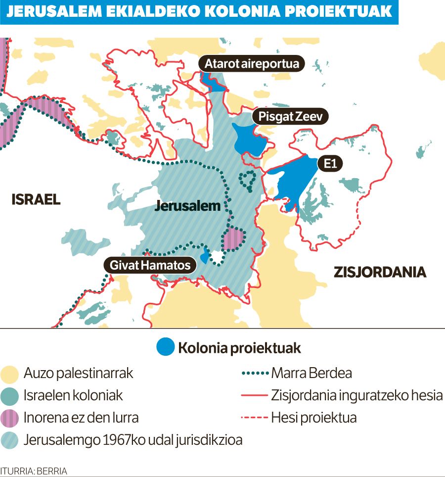Israelek kolonien proiektuak azkartu ditu Jerusalem ekialdean.