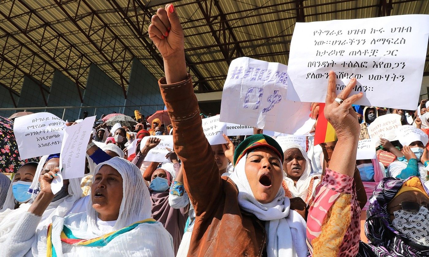 TPLFko matxinoen aurkako protesta bat, Addis Abeban. EFE.