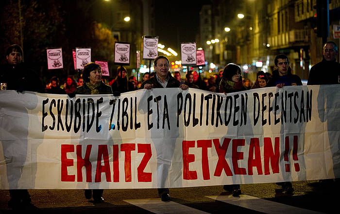Samaniegoren aldeko martxa, 2012ko urtarrilean. Manifestazioan atxilotu zuten. RAUL BOGAJO / FOKU