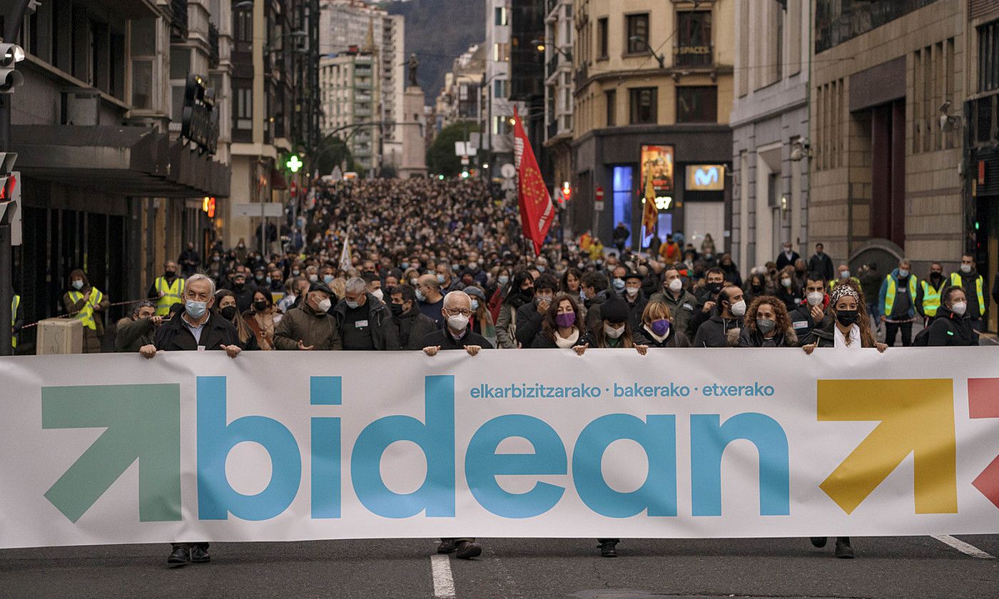 Manifestazioaren burua, atzo. ARITZ LOIOLA / FOKU.