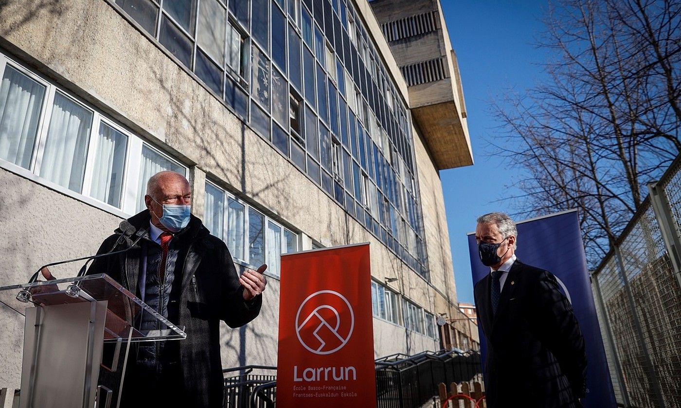 Rousset eta Urkullu, atzo, Donostian. JAVIER ETXEZARRETA / EFE.