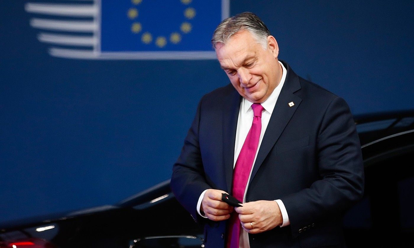 Viktor Orban Hungariako lehen ministroa Bruselan, iragan abenduko Europar Kontseiluan. JOHANNA GERON / EFE. Viktor Orban Hungariako lehen ministroa Bruselan, iragan abenduko Europar Kontseiluan. JOHANNA GERON / EFE.