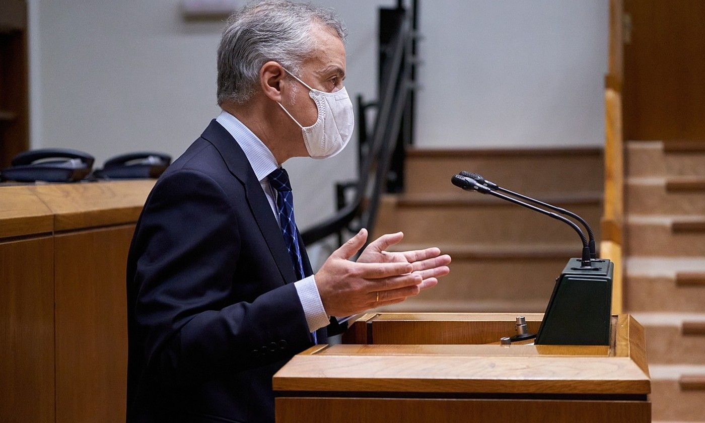 Iñigo Urkullu lehendakaria, duela egun batzuk, parlamentuan. L.RICO / EFE. Iñigo Urkullu lehendakaria, duela egun batzuk, parlamentuan. L.RICO / EFE.