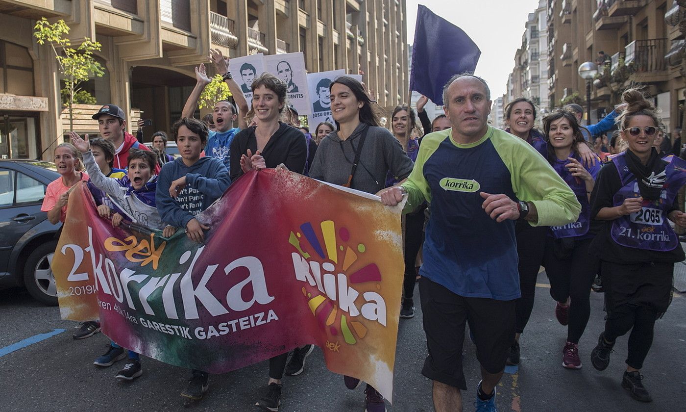 Korrika Donostiako kaleetan, 2019an. Gipuzkoako hiriburuan amaituko da 22. Korrika, apirilaren 10ean. J. CARLOS RUIZ / FOKU.