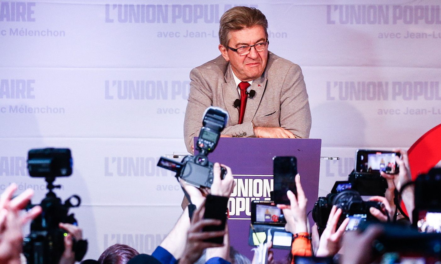 Jean-Luc Melenchon, presidentetzarako bozen gauean. MOHAMMED BADRA / EFE.