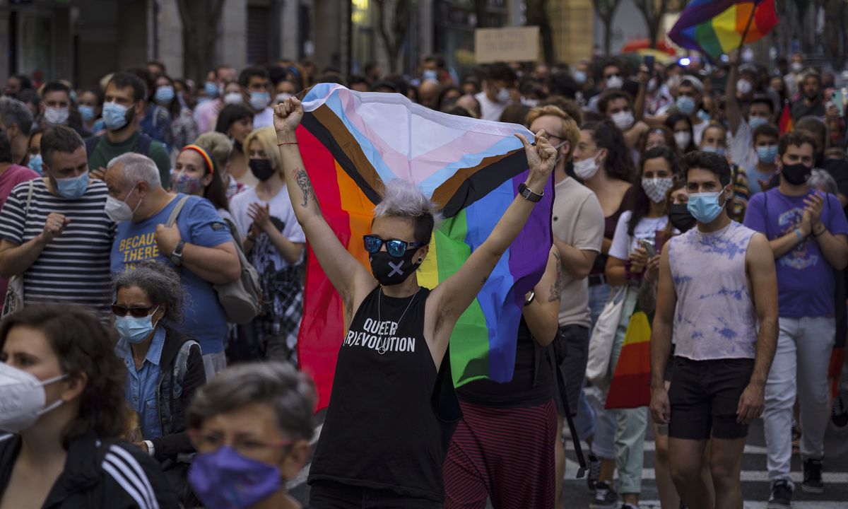 Homofobiaren aurkako manifestazio bat, Bilbon, iazko urrian. ARITZ LOIOLA/ FOKU.