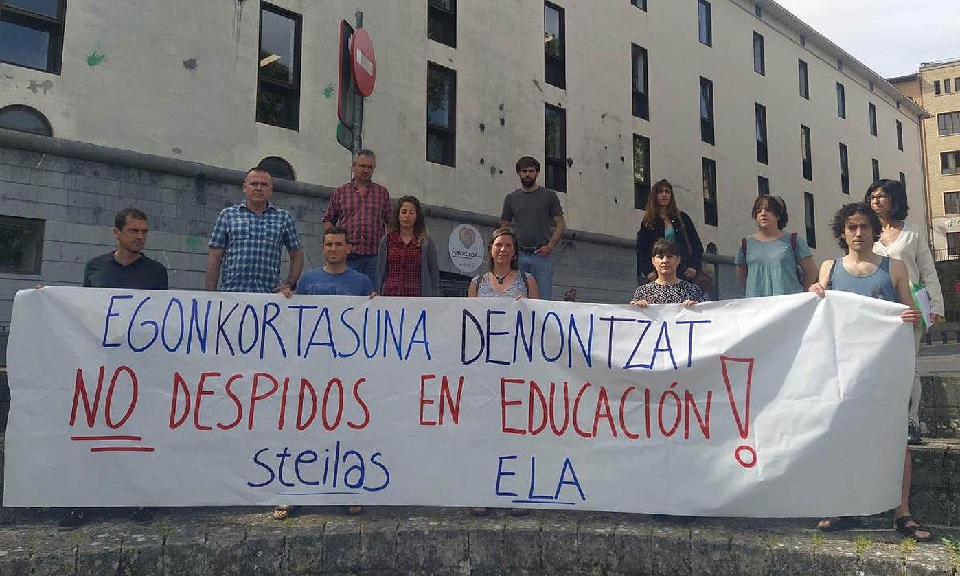 Steilasen eta ELAren protesta, atzo, Iruñean. BERRIA.