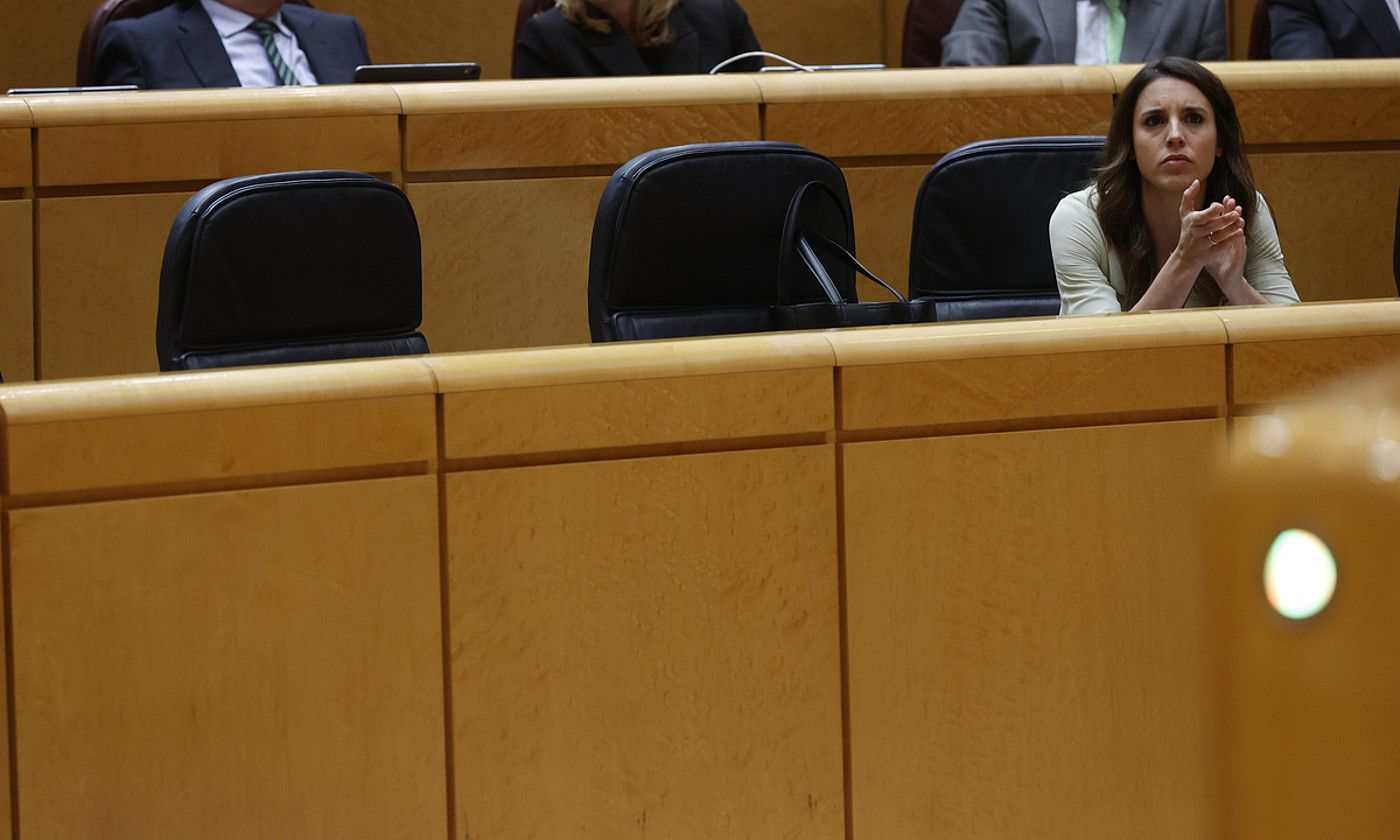 Irene Montero, Espainiako Berdintasun ministroa, artxiboko irudi batean. JAVIER LIZON / EFE. Irene Montero, Espainiako Berdintasun ministroa, artxiboko irudi batean. JAVIER LIZON / EFE.