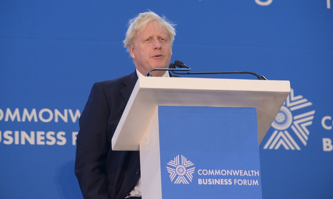 Johnson Commonwealtheko Gobernuburuen Biltzarrean. EUGENE UWIMANA / EFE. Johnson Commonwealtheko Gobernuburuen Biltzarrean. EUGENE UWIMANA / EFE.
